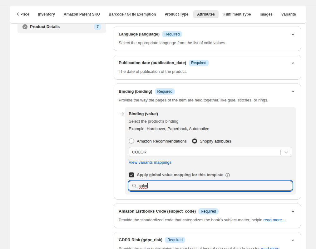 Apply global value mapping for this template checkbox in the Template attribute editor